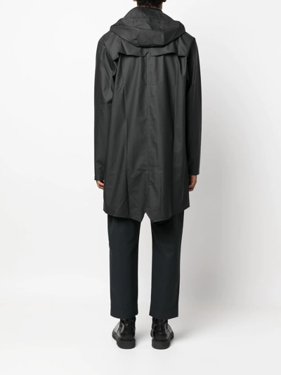 Rains Drawstring Hood Raincoat In 黑色