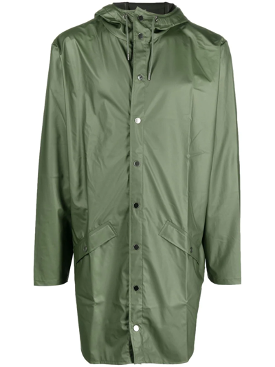 Shop Rains Drawstring Hood Raincoat In 绿色