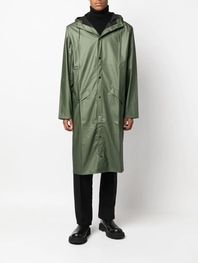 Rains Drawstring Hood Raincoat In 绿色