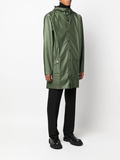 Shop Rains Drawstring Hood Raincoat In 绿色