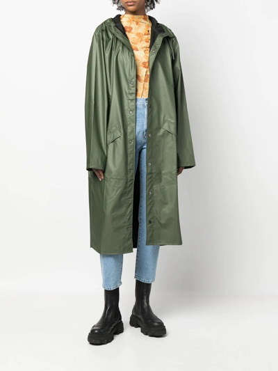 Rains Drawstring Hood Raincoat In 绿色