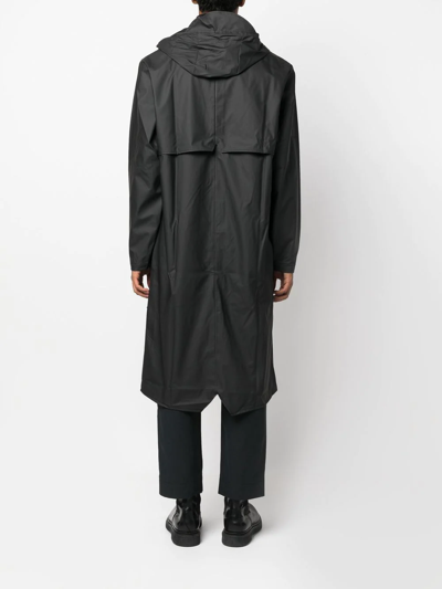 Shop Rains Drawstring Hood Raincoat In 黑色