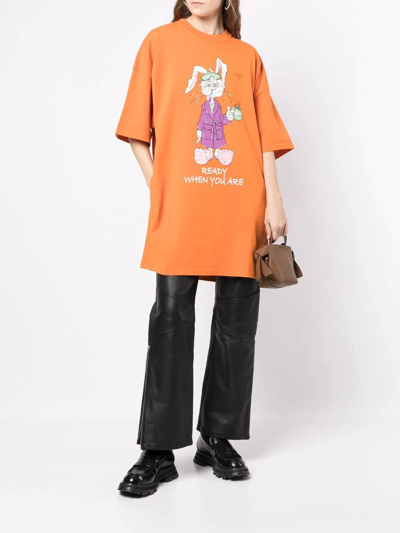 Shop Martine Rose Bunny Graphic-print T-shirt In 橘色