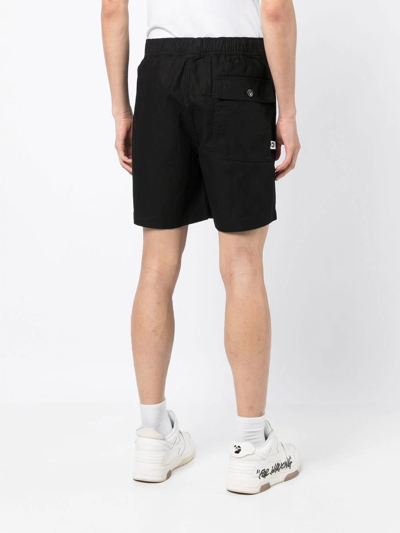Shop Aape By A Bathing Ape Straight-leg Cotton Shorts In 黑色
