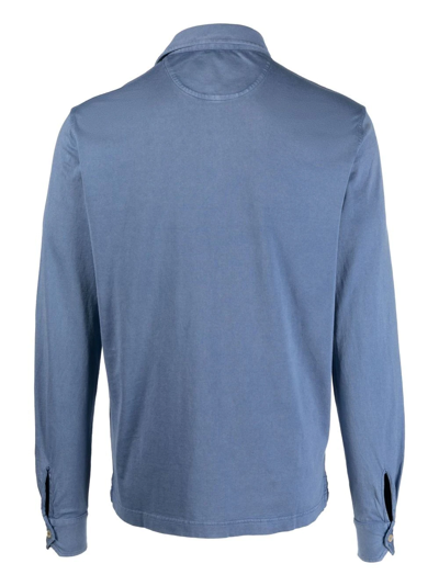 Fedeli Long-sleeve Polo Shirt In 蓝色
