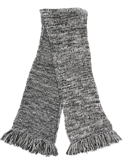 Shop Aspesi Fringe-detail Wool Scarf In 黑色