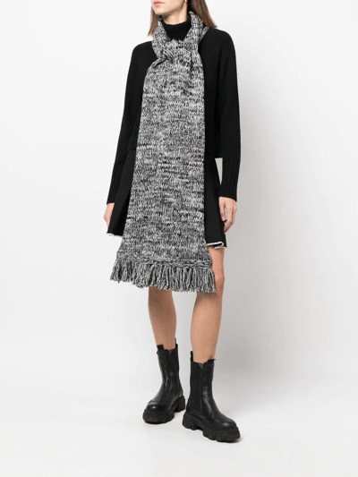 Aspesi Fringe-detail Wool Scarf In 黑色