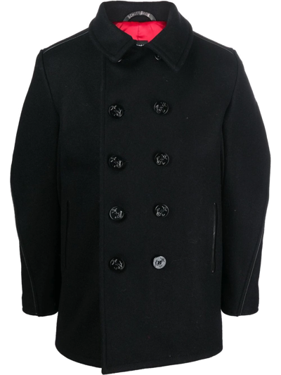 PIPED-TRIM DOUBLE-BREASTED COAT
