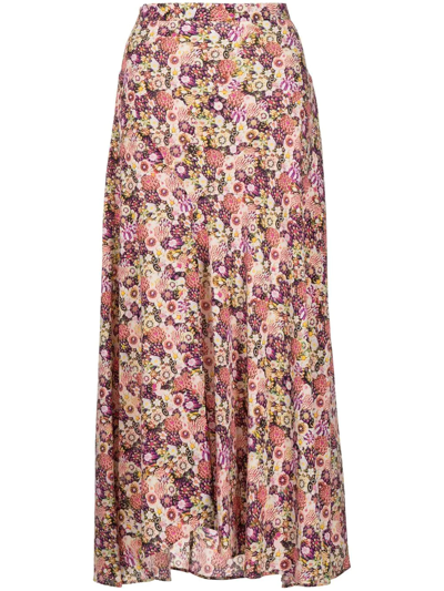 Shop Isabel Marant Floral-print High-waisted Skirt In 彩色