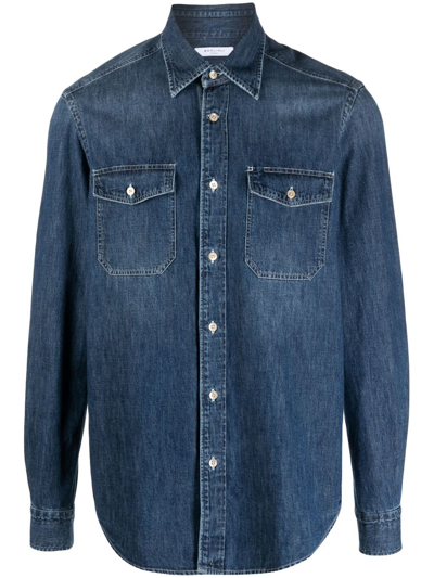 Shop Boglioli Denim Button-down Shirt In Blue