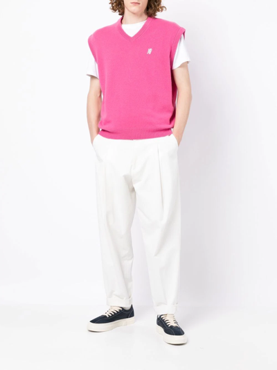 Shop Pringle Of Scotland Golfing Lion-logo Sleeveless Jumper In Pink