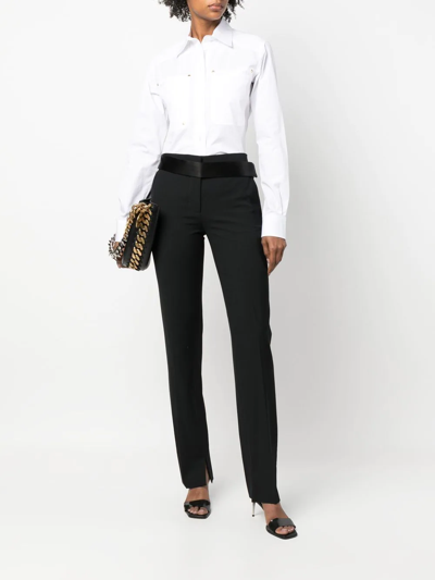 Shop Stella Mccartney Satin-waistband Detail Trousers In 黑色