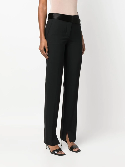 Shop Stella Mccartney Satin-waistband Detail Trousers In 黑色