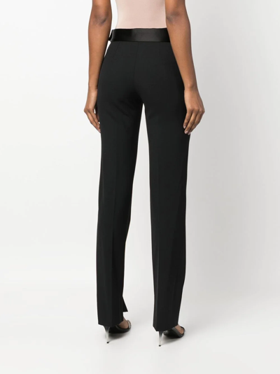 Shop Stella Mccartney Satin-waistband Detail Trousers In 黑色