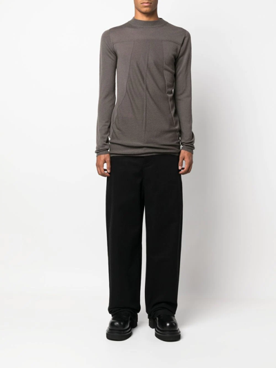 Shop Rick Owens Crew Neck Long-sleeved T-shirt In 褐色