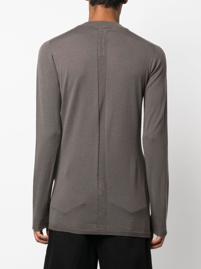 Shop Rick Owens Crew Neck Long-sleeved T-shirt In 褐色