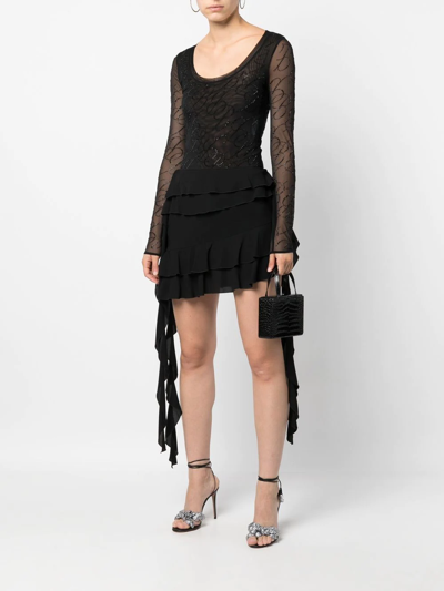 Shop Blumarine Asymmetric Ruffle Mini Skirt In 黑色