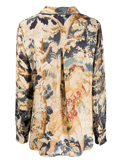 F.r.s For Restless Sleepers Pattered-jacquard Half-button Shirt In 蓝色