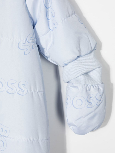 Shop Bosswear Hooded Logo-print Snowsuit In 蓝色
