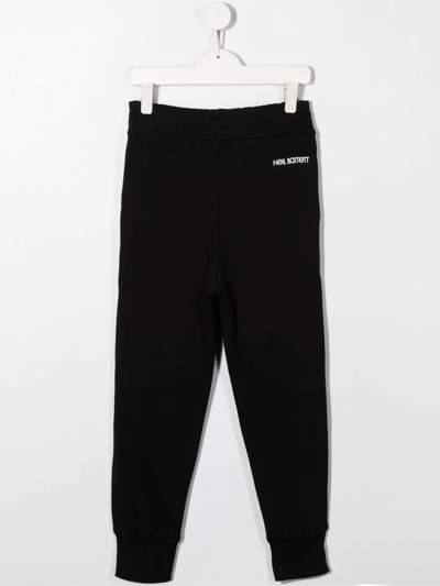 Neil Barrett Thunderbolt-print Tapered Track Pants In 黑色
