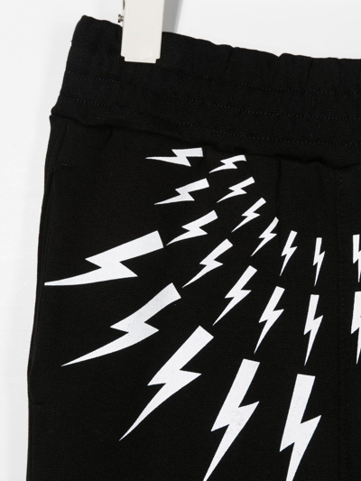 Shop Neil Barrett Thunderbolt-print Tapered Track Pants In 黑色