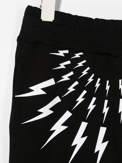 Neil Barrett Thunderbolt-print Tapered Track Pants In 黑色