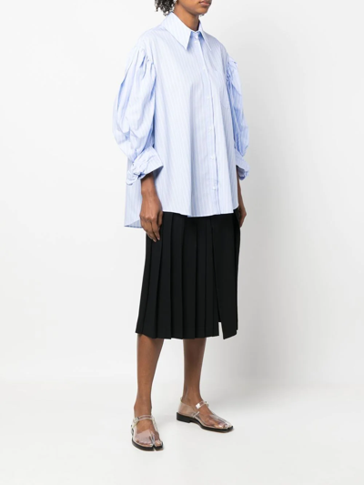 Simone Rocha Masculine Shirt With Rolled Up Signature Sleeve In 蓝色