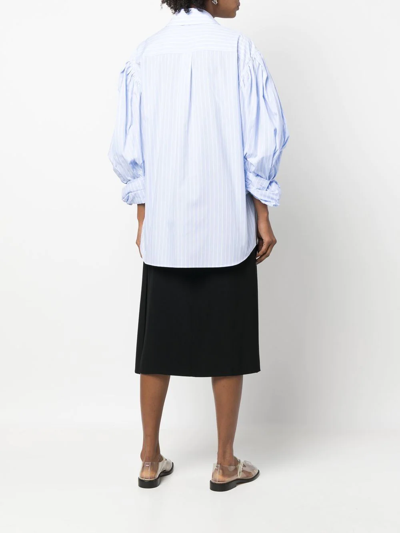 Simone Rocha Masculine Shirt With Rolled Up Signature Sleeve In 蓝色