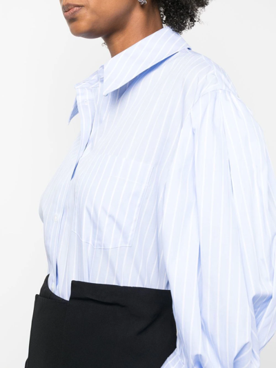 Simone Rocha Masculine Shirt With Rolled Up Signature Sleeve In 蓝色