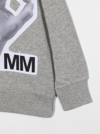 Shop Mm6 Maison Margiela Cotton Graphic-print Sweatshirt In 灰色