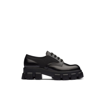 Shop Prada Monolith Leather Lace-up Shoes - Men's - Calf Leather/rubber/recycled Polyamide In Black