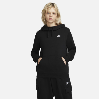 Shop Nike Women's  Sportswear Club Fleece Funnel-neck Hoodie In Black