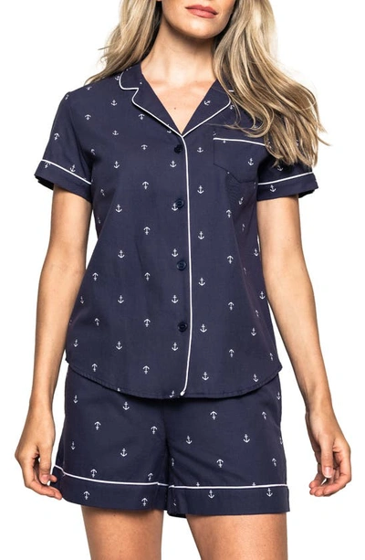 Shop Petite Plume Portsmouth Anchor Short Pajamas In Navy