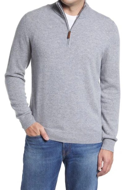 Shop Nordstrom Cashmere Quarter Zip Pullover Sweater In Grey Heather