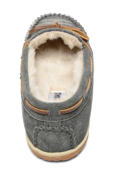Minnetonka Tilia Faux Fur Lined Moccasin Slipper In Grey