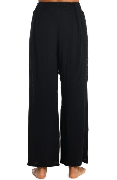 Shop La Blanca Coastal Crochet Wide Leg Cover-up Pants In Black