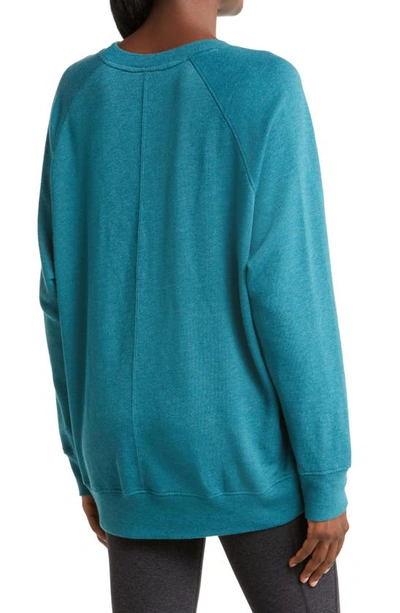 Shop Zella Drew Crewneck Sweatshirt In Teal Waterfront