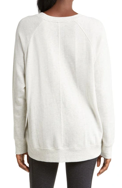 Shop Zella Drew Crewneck Sweatshirt In Ivory Grey Heather