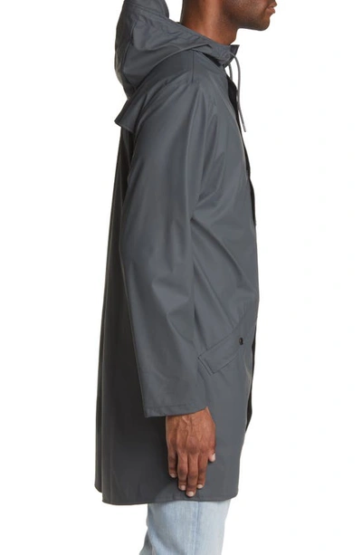 Shop Rains Waterproof Longline Jacket In Slate