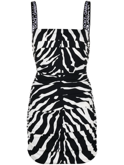 Shop Dolce & Gabbana Zebra-print Mini Dress In Black