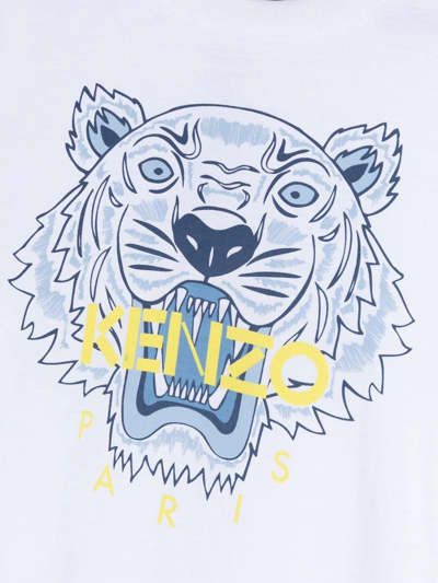 Shop Kenzo Tiger-print Crew-neck T-shirt In Weiss