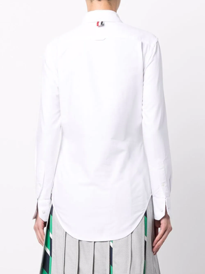 Shop Thom Browne Stripe Combo Pocket Oxford Shirt In White