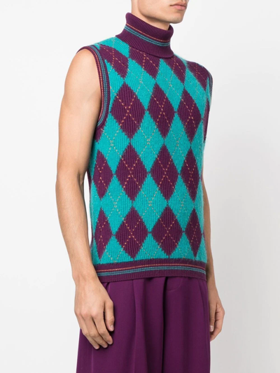 Versace Sleeveless Roll Neck Jumper In Grün
