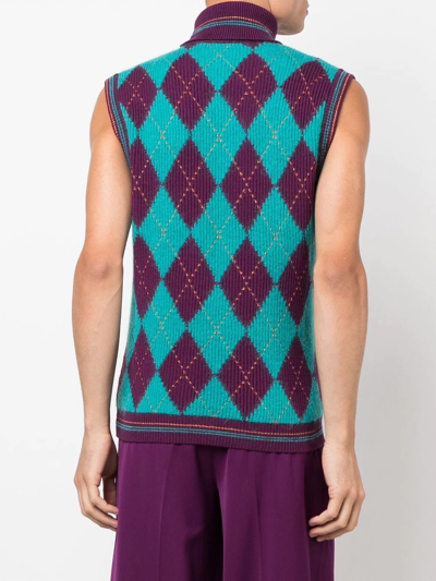 Versace Sleeveless Roll Neck Jumper In Grün