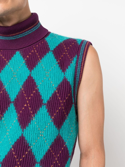 Versace Sleeveless Roll Neck Jumper In Grün