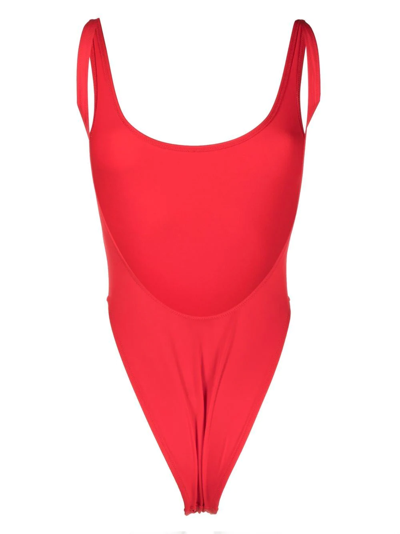 Shop Diesel Bfsw-pamela Logo-print Swimsuit In Red