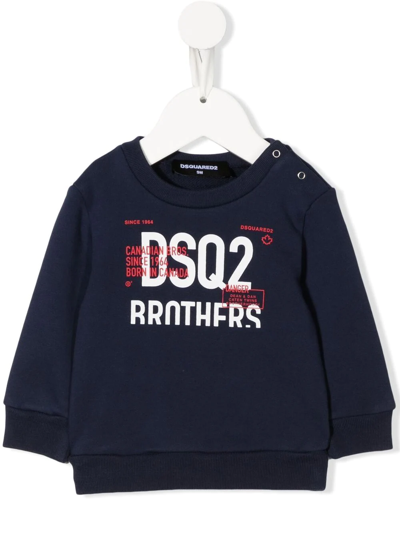 Shop Dsquared2 Logo-print Long-sleeve Sweatshirt In Blau