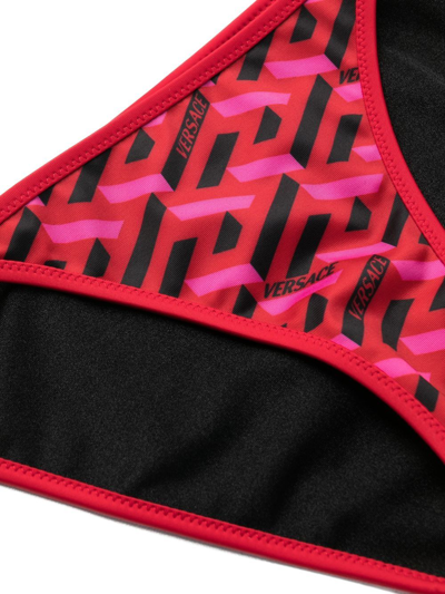 Versace Graphic-print Bikini Bottoms In Rot