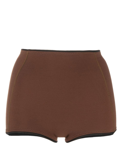 Shop Abysse Parry High-waisted Swim Shorts In Brown