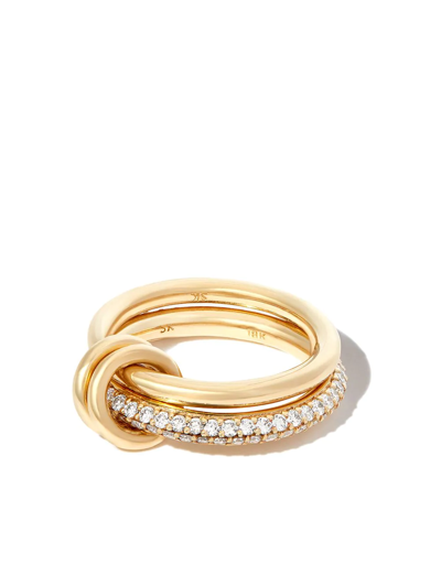 Shop Spinelli Kilcollin 18kt Yellow Gold Petite Virgo 2 Link Diamond Ring